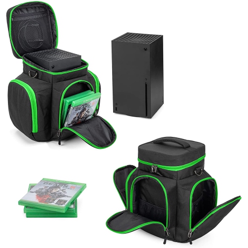 Étui de transport compatible avec la Xbox Series X, sac de voyage avec plusieurs pochettes de rangement pour manettes de Xbox, jeux, câbles, disques
