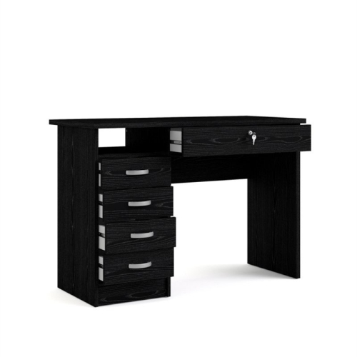 Tvilum Walden Transitional 5 Drawer Writing Desk in Black Wood Grain