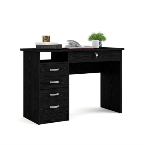 Tvilum Walden Transitional 5 Drawer Writing Desk in Black Wood Grain