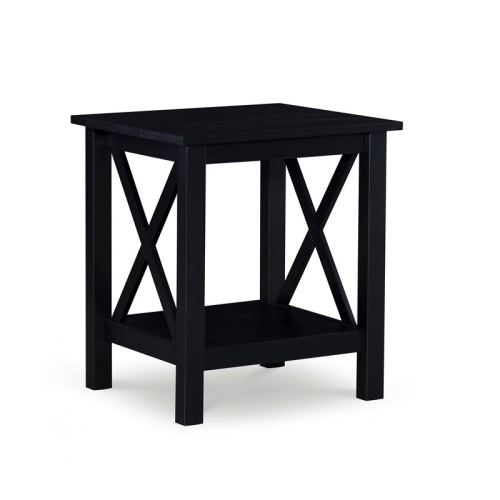 Linon Dalton Solid Pine Wood End Table in Black