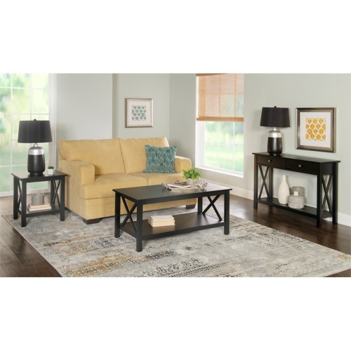 Linon Dalton Solid Pine Wood End Table in Black