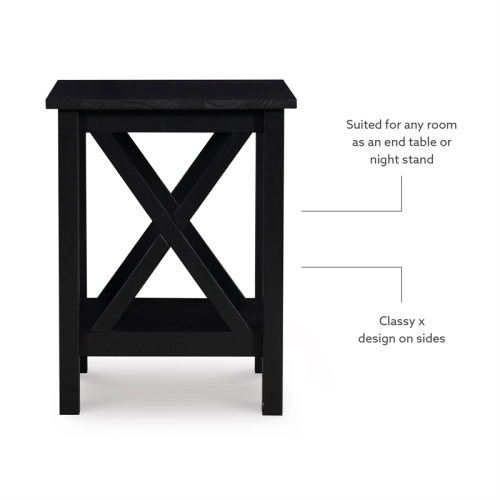 Linon Dalton Solid Pine Wood End Table in Black
