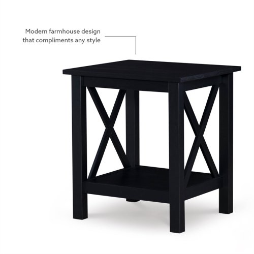 Linon Dalton Solid Pine Wood End Table in Black