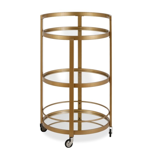 HENN&HART  21" Brass Finish Metal/glass Bar Cart