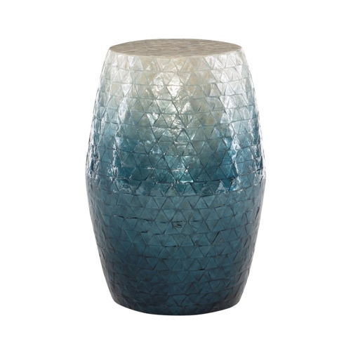 Linon Westly Ombre Capiz Mosaic Drum Table in Blue