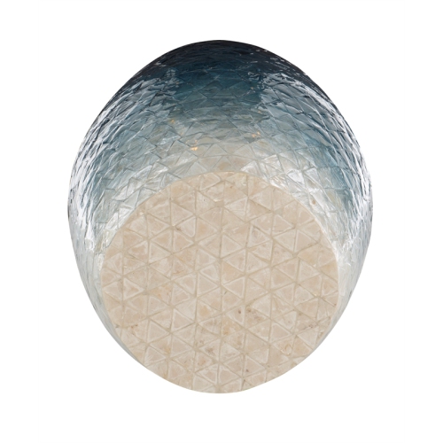 Linon Westly Ombre Capiz Mosaic Drum Table in Blue