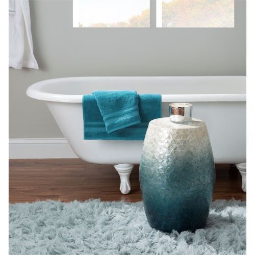 Linon Westly Ombre Capiz Mosaic Drum Table in Blue