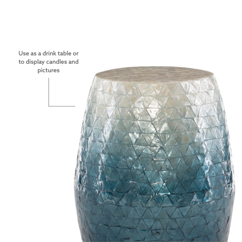 Linon Westly Ombre Capiz Mosaic Drum Table in Blue