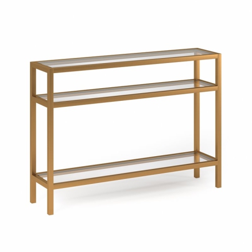 HENN&HART  42" Brass Finish Metal/glass Console Table