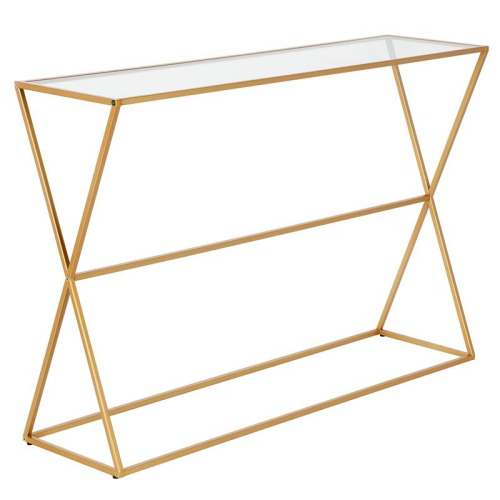HENN&HART  45" Brass Finish Metal/glass Console Table