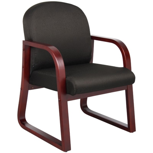 Boss Office Fabric Upholstered Sled Base Reception Chair in Black