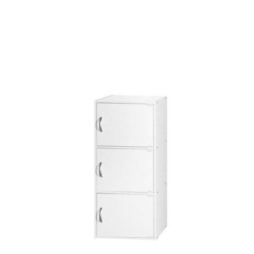 HODEDAH  3 Shelf 3 Door Multi-Purpose Wooden Bookcase In Finish In White Great storage !