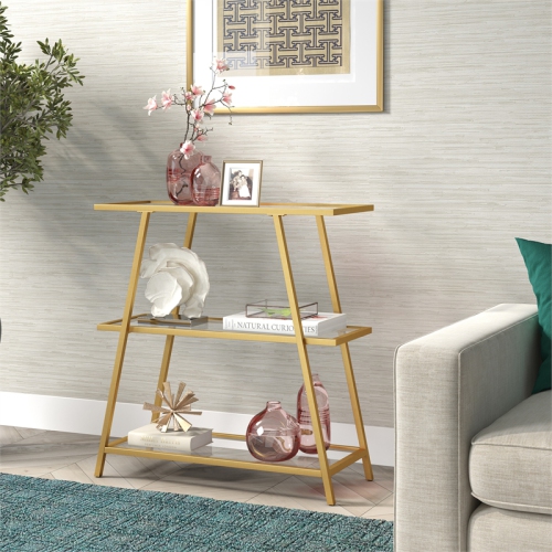 Henn&Hart 36 in. Brass Metal Bookcase