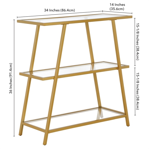 Henn&Hart 36 in. Brass Metal Bookcase