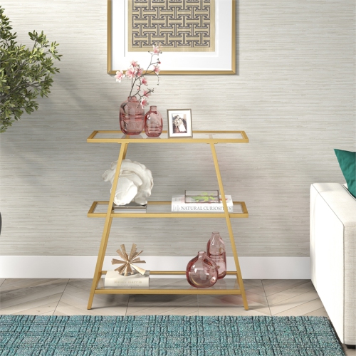 Henn&Hart 36 in. Brass Metal Bookcase