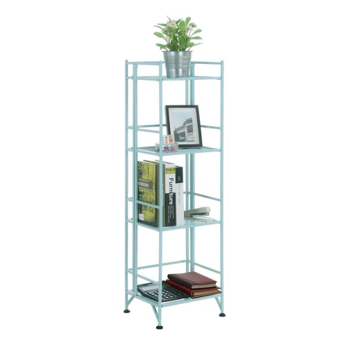 Convenience Concepts Xtra Storage Four-Tier Folding Shelf with Green Metal Frame