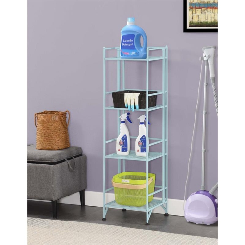 Convenience Concepts Xtra Storage Four-Tier Folding Shelf with Green Metal Frame