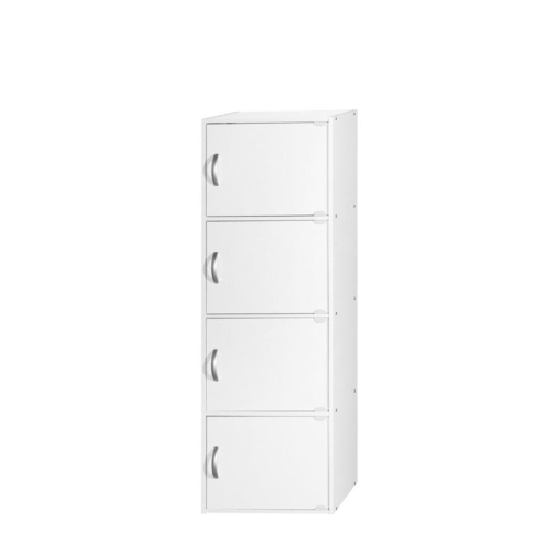 HODEDAH  4 Shelf 4 Door Multi-Purpose Wooden Bookcase In Finish In White