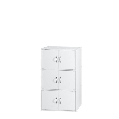 HODEDAH  3 Shelf 6 Door Multi-Purpose Wooden Bookcase In Finish In White