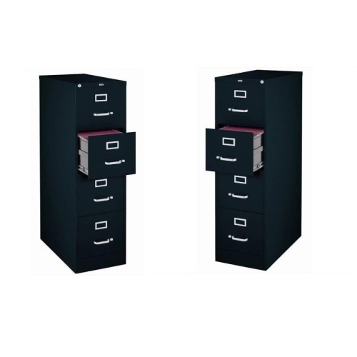 HOME SQUARE Value Pack (Set Of 2) 4 Drawer Letter File Cabinet In Black