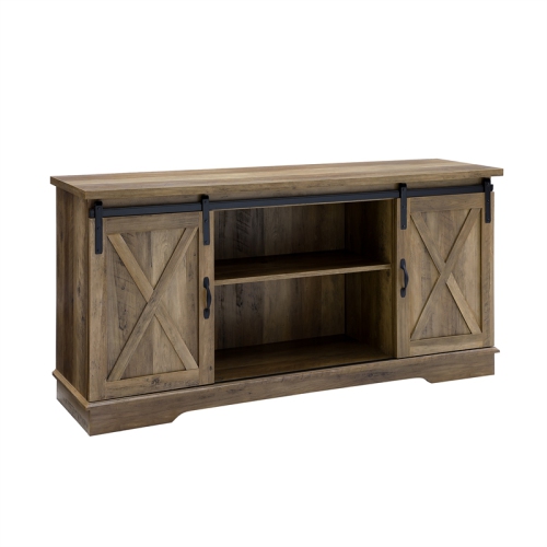 PEMBERLY ROW  58" Sliding Door Tv Console In Barnwood