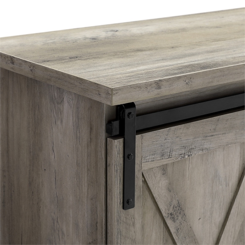 Pemberly Row 58" Sliding Door TV Stand in Gray Wash