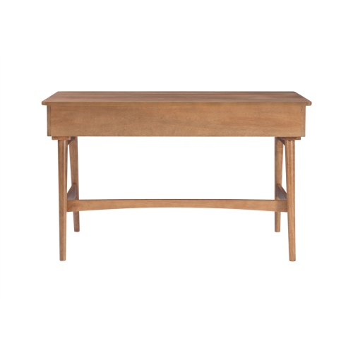 Linon Luca Rattan Wood Desk with Drawers in Natural