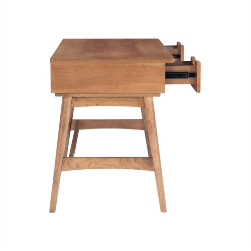 Linon Luca Rattan Wood Desk with Drawers in Natural