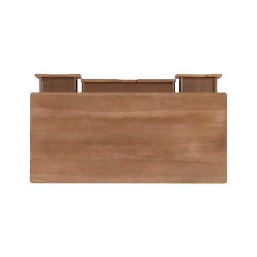 Linon Luca Rattan Wood Desk with Drawers in Natural