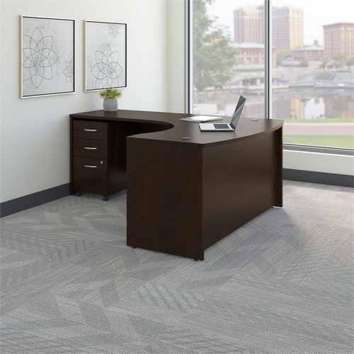 Scranton & Co 60" Left 3 Drawer L Shaped Desk in Mocha Cherry