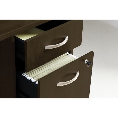 Scranton & Co 60" Left 3 Drawer L Shaped Desk in Mocha Cherry