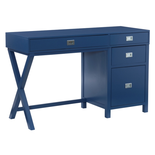 Linon Peggy Side Storage Wood Desk in Navy Blue