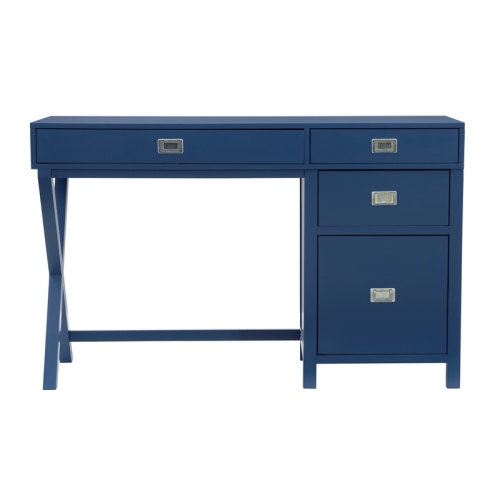 Linon Peggy Side Storage Wood Desk in Navy Blue