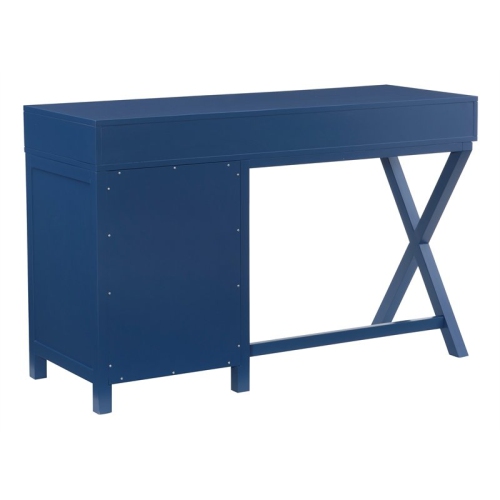 Linon Peggy Side Storage Wood Desk in Navy Blue