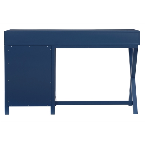 Linon Peggy Side Storage Wood Desk in Navy Blue