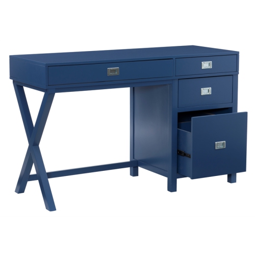 Linon Peggy Side Storage Wood Desk in Navy Blue