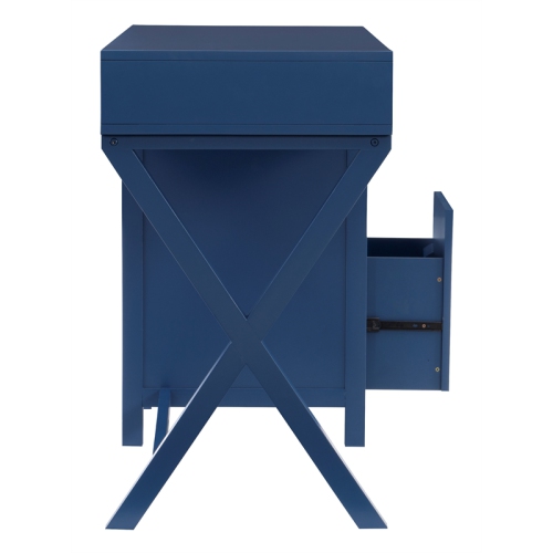 Linon Peggy Side Storage Wood Desk in Navy Blue