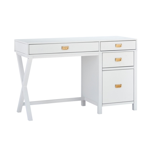 Linon Peggy Side Storage Wood Desk in White