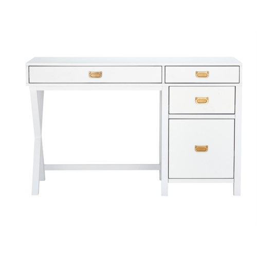 Linon Peggy Side Storage Wood Desk in White