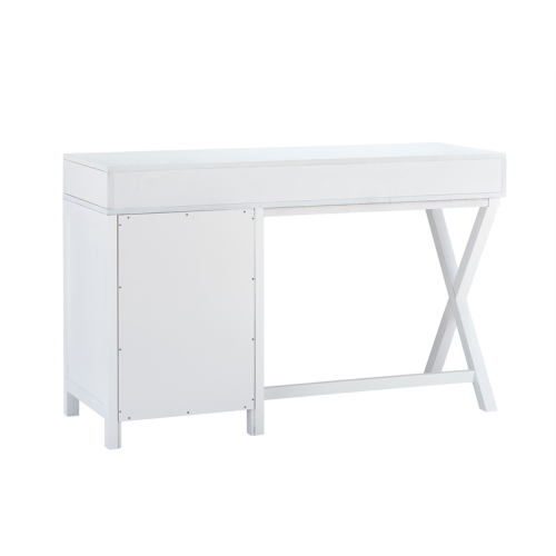 Linon Peggy Side Storage Wood Desk in White