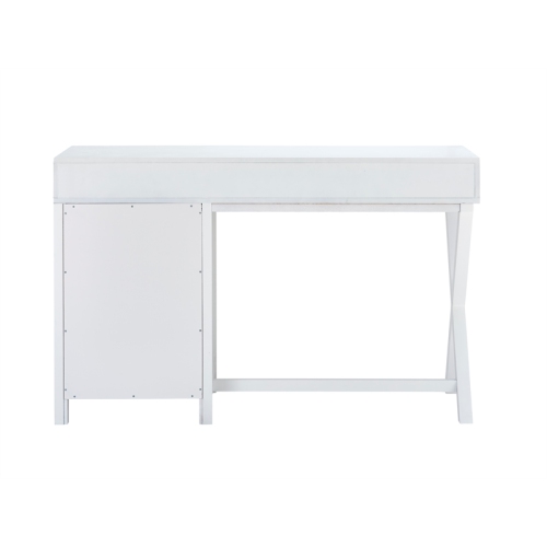 Linon Peggy Side Storage Wood Desk in White