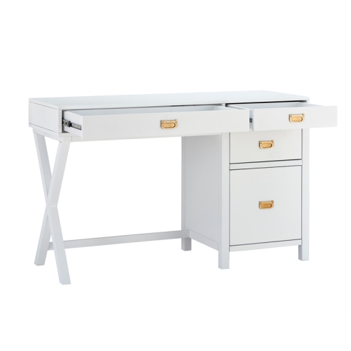 Linon Peggy Side Storage Wood Desk in White