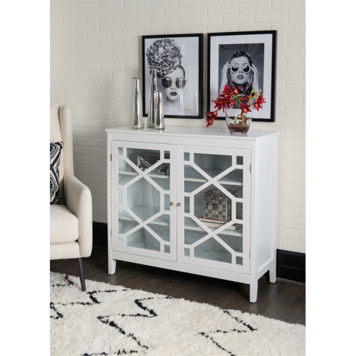 Linon Betty Wood Large Accent Cabinet in White