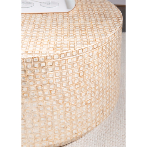 Pemberly Row Maui Capiz Mosaic Coffee Table in Gold