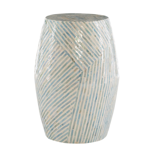 LINON  Westly Mosaic Capiz Wood Drum Table In Light Blue