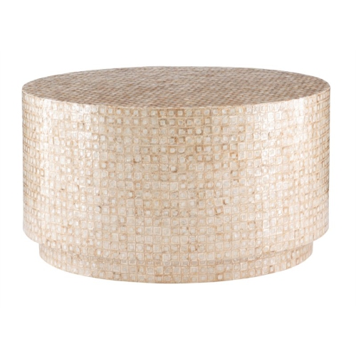 Linon Maui Wood Capiz Mosaic Coffee Table in Gold