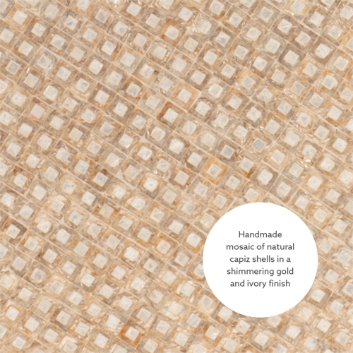 Linon Maui Wood Capiz Mosaic Coffee Table in Gold