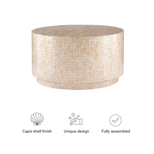 Linon Maui Wood Capiz Mosaic Coffee Table in Gold