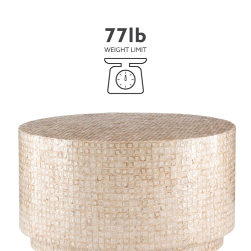 Linon Maui Wood Capiz Mosaic Coffee Table in Gold