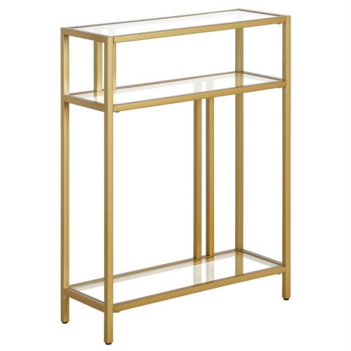HENN&HART  22" Brass Finish Metal/glass Console Table